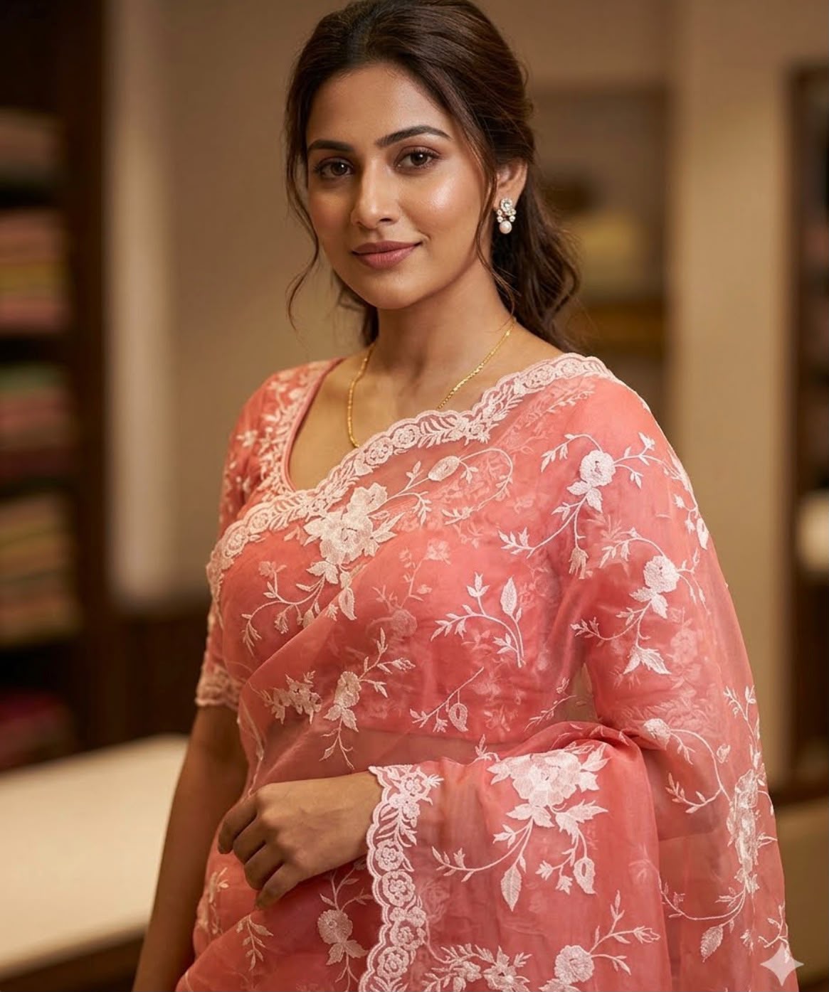 Angela Floral Banarasi Semi Kora Organza Silk Saree